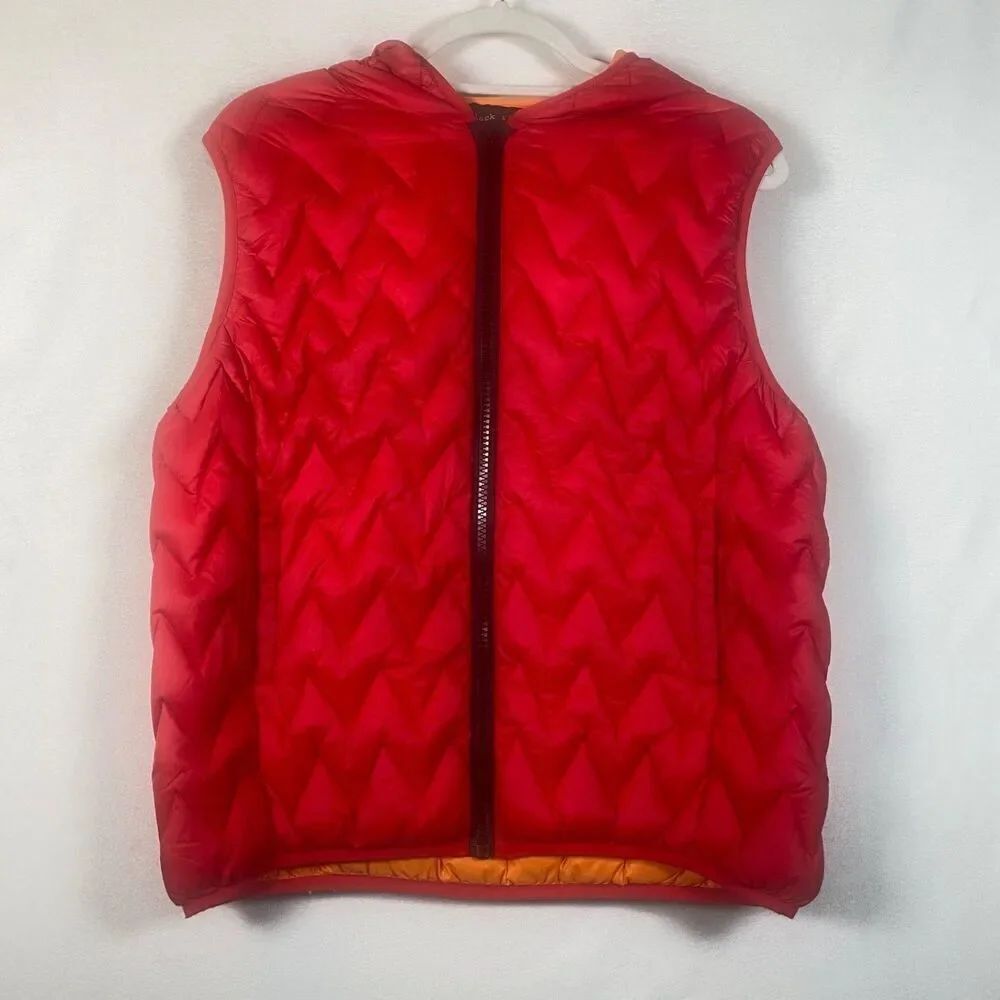 Black Rivet Hooded Down Puffer Vest – Pink/Coral – Size XL